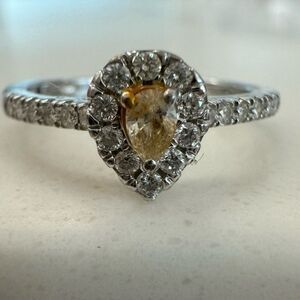 Zales teardrop shaped yellow diamond promise ring